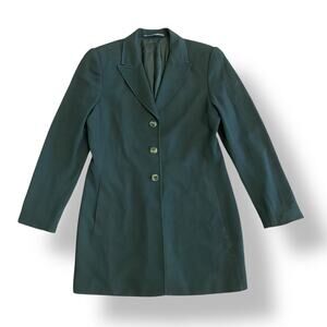 Linda Allard Ellen Tracy Women’s Longline Blazer‎ Jacket Green Tailored 8